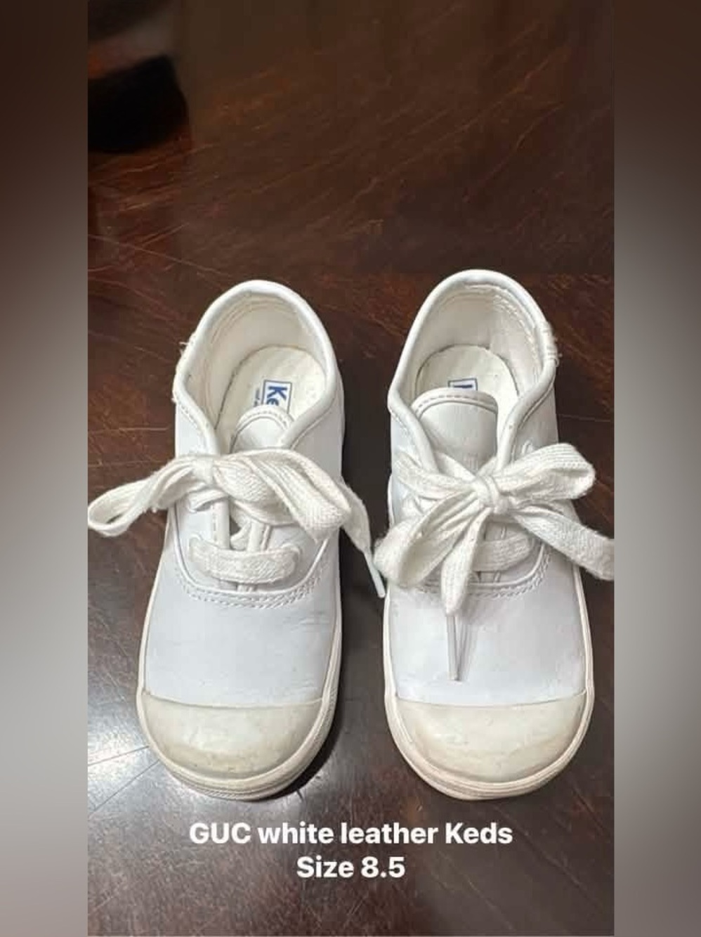 Keds Kids White Leather Lace-Up Sneakers